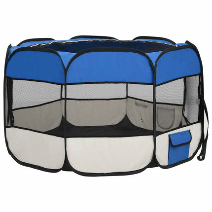 Hopfällbar hundhage med väska blå 110x110x58 cm