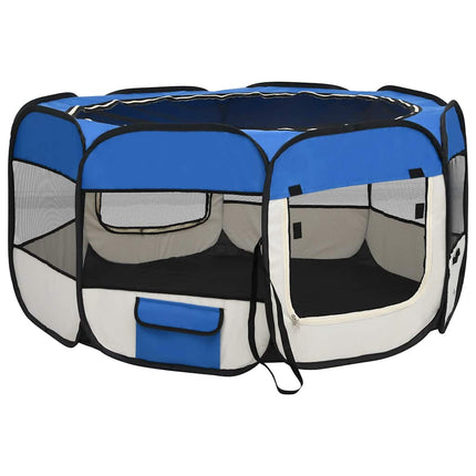 Hopfällbar hundhage med väska blå 125x125x61 cm