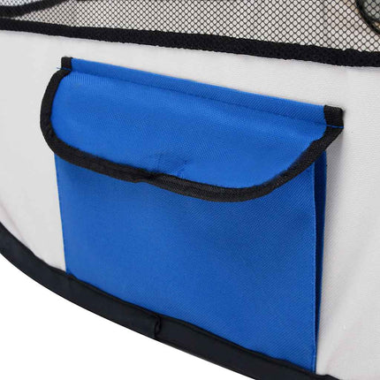 Hopfällbar hundhage med väska blå 145x145x61 cm