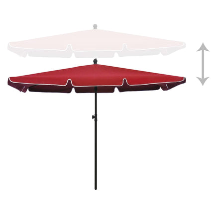 Parasoll med stång 210x140 cm vinröd