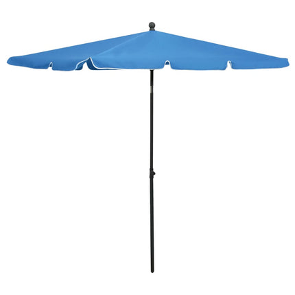 Parasoll med stång 210x140 cm azurblå