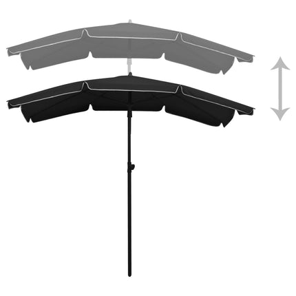 Parasoll med stång 200x130 cm svart