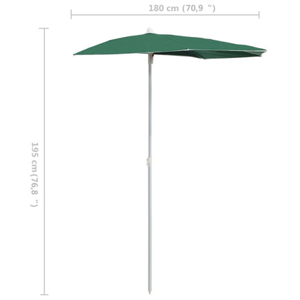 Halvrunt parasoll med stång 180x90 cm grön