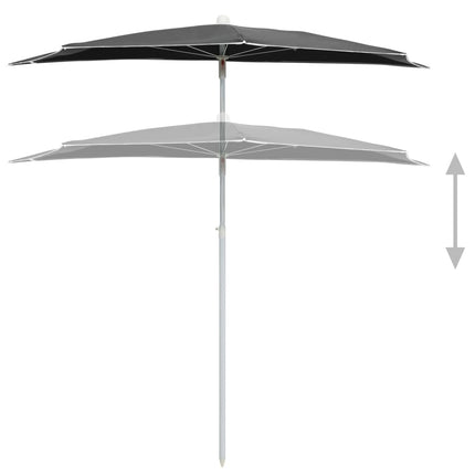 Halvrunt parasoll med stång 180x90 cm antracit