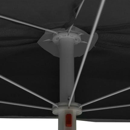 Halvrunt parasoll med stång 180x90 cm antracit