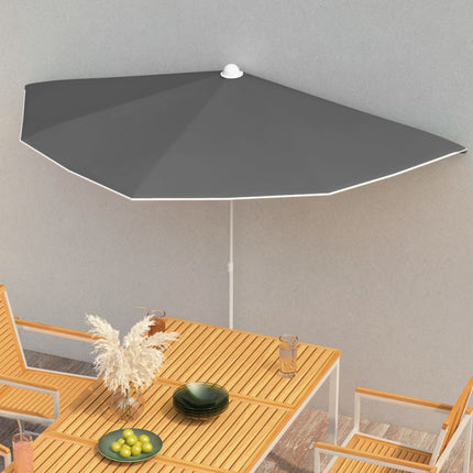 Halvrunt parasoll med stång 180x90 cm antracit
