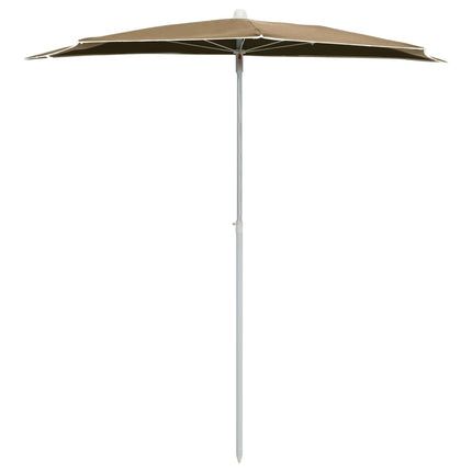 Halvrunt parasoll med stång 180x90 cm taupe