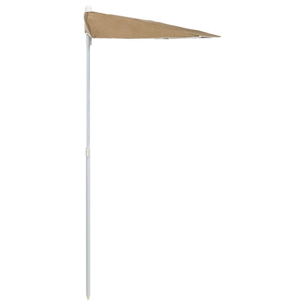 Halvrunt parasoll med stång 180x90 cm taupe