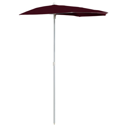 Halvrunt parasoll med stång 180x90 cm vinröd