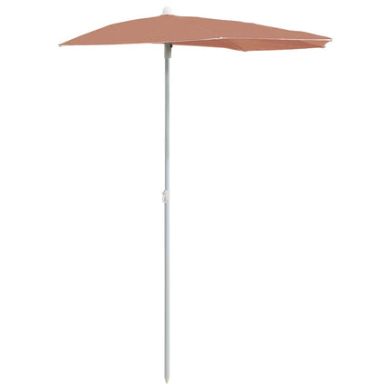 Halvrunt parasoll med stång 180x90 cm terrakotta
