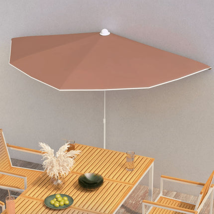 Halvrunt parasoll med stång 180x90 cm terrakotta