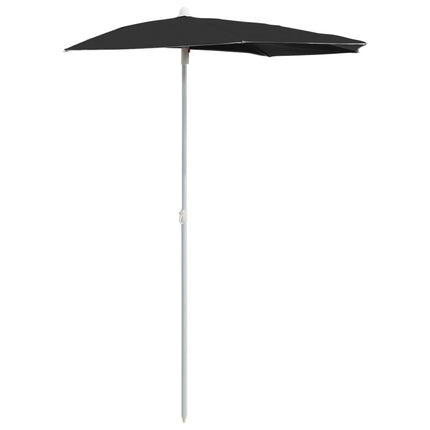 Halvrunt parasoll med stång 180x90 cm svart