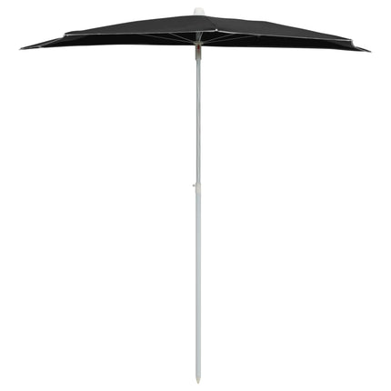Halvrunt parasoll med stång 180x90 cm svart