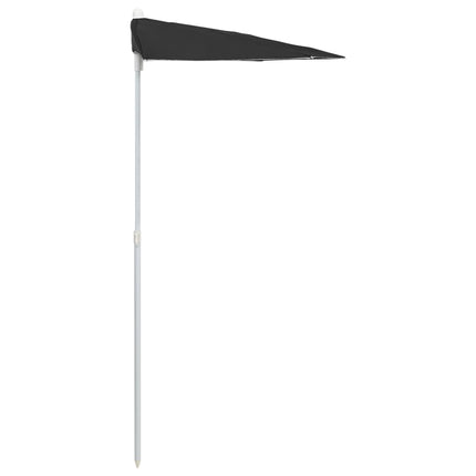 Halvrunt parasoll med stång 180x90 cm svart