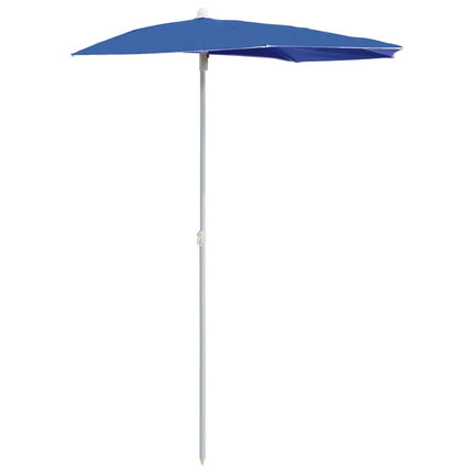 Halvrunt parasoll med stång 180x90 cm azurblå