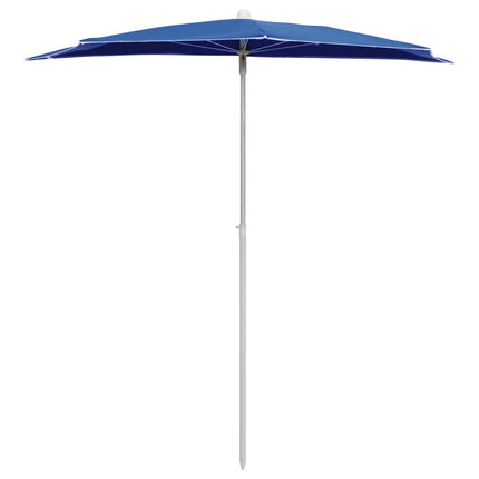 Halvrunt parasoll med stång 180x90 cm azurblå