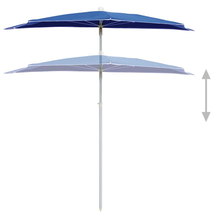 Halvrunt parasoll med stång 180x90 cm azurblå