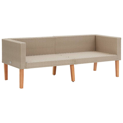 Loungegrupp för trädgården med dynor 2 delar konstrotting beige