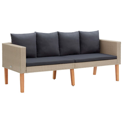 Loungegrupp för trädgården med dynor 2 delar konstrotting beige