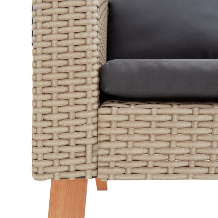 Loungegrupp för trädgården med dynor 2 delar konstrotting beige