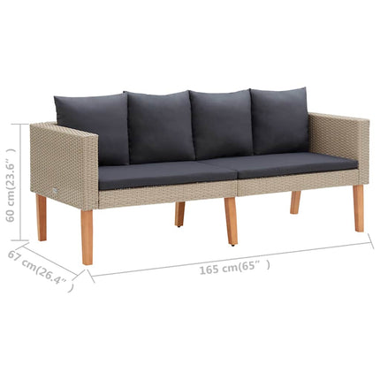 Loungegrupp för trädgården med dynor 2 delar konstrotting beige