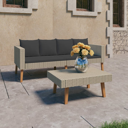 Loungegrupp för trädgården med dynor 2 delar konstrotting beige