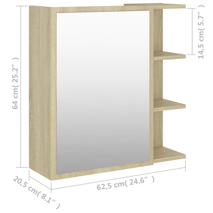 Spegelskåp för badrum sonoma-ek 62,5x20,5x64 cm konstruerat trä