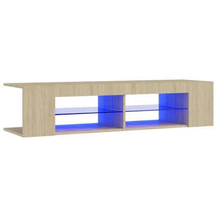 TV-bänk med LED-belysning sonoma-ek 135x39x30 cm