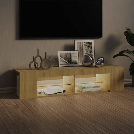 TV-bänk med LED-belysning sonoma-ek 135x39x30 cm