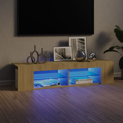 TV-bänk med LED-belysning sonoma-ek 135x39x30 cm