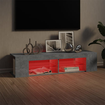 TV-bänk med LED-belysning betonggrå 135x39x30 cm