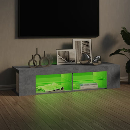 TV-bänk med LED-belysning betonggrå 135x39x30 cm