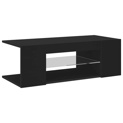 TV-bänk med LED-belysning svart 90x39x30 cm