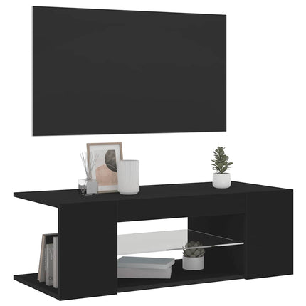 TV-bänk med LED-belysning svart 90x39x30 cm