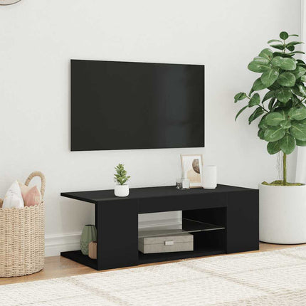 TV-bänk med LED-belysning svart 90x39x30 cm