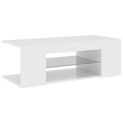 TV-bänk med LED-belysning vit högglans 90x39x30 cm