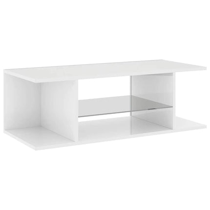 TV-bänk med LED-belysning vit högglans 90x39x30 cm