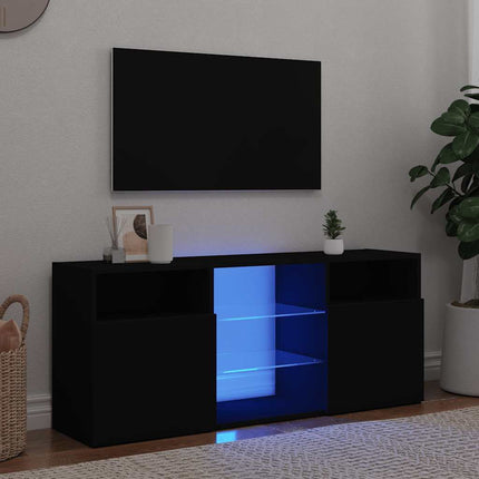 Tv-Bänk Med Led-Lampor 120X30X50 Cm Konstruerat Trä