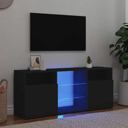 Tv-Bänk Med Led-Lampor 120X30X50 Cm Konstruerat Trä