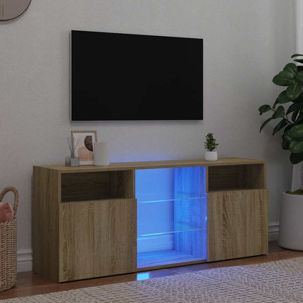 Tv-Bänk Med Led-Lampor 120X30X50 Cm Konstruerat Trä