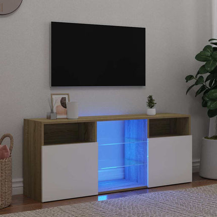 Tv-Bänk Med Led-Lampor 120X30X50 Cm Konstruerat Trä