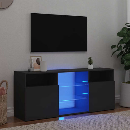 Tv-Bänk Med Led-Lampor 120X30X50 Cm Konstruerat Trä