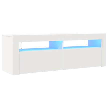 TV-bänk med LED-belysning vit 120x35x40 cm