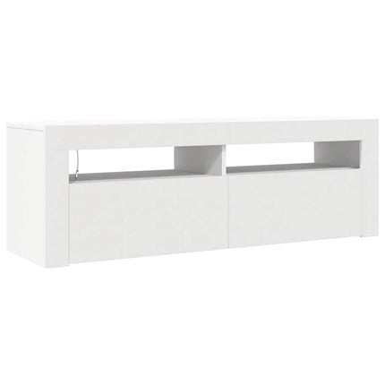 TV-bänk med LED-belysning vit 120x35x40 cm