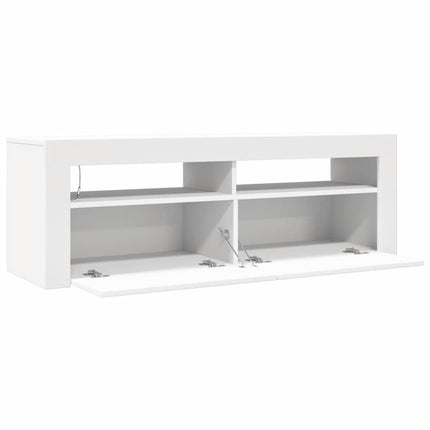 TV-bänk med LED-belysning vit 120x35x40 cm