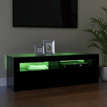 TV-bänk med LED-belysning svart 120x35x40 cm