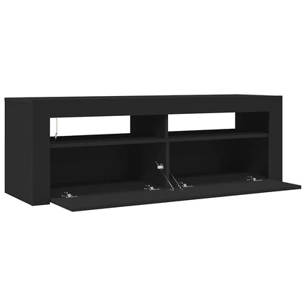 TV-bänk med LED-belysning svart 120x35x40 cm
