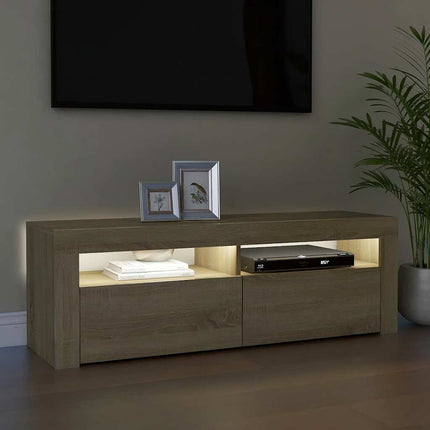 TV-bänk med LED-belysning sonoma-ek 120x35x40 cm