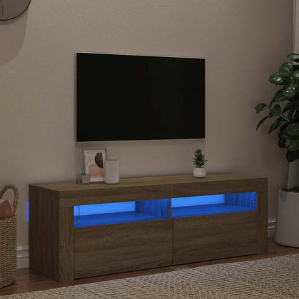 TV-bänk med LED-belysning sonoma-ek 120x35x40 cm