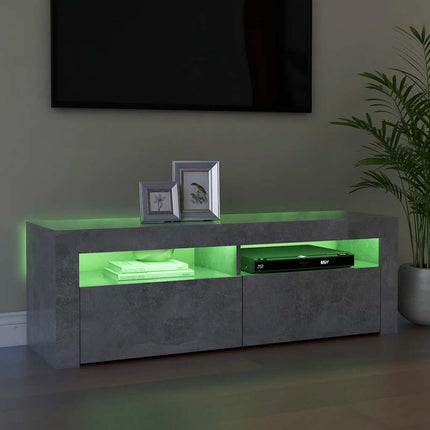 TV-bänk med LED-belysning betonggrå 120x35x40 cm